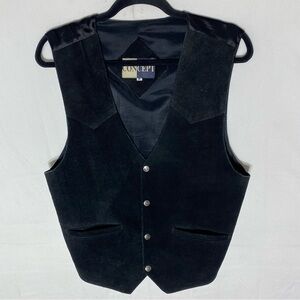 Vintage Concept Black Suede Button Front Vest M